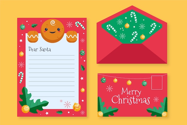 Free vector hand drawn christmas stationery template