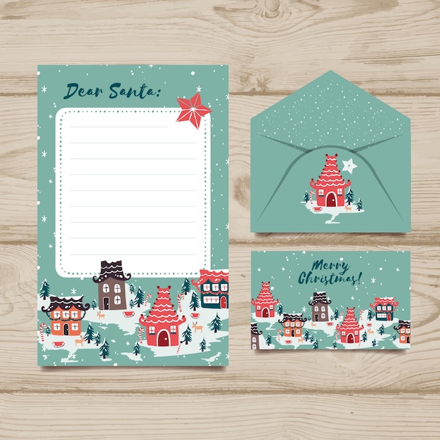 Hand drawn christmas stationery template