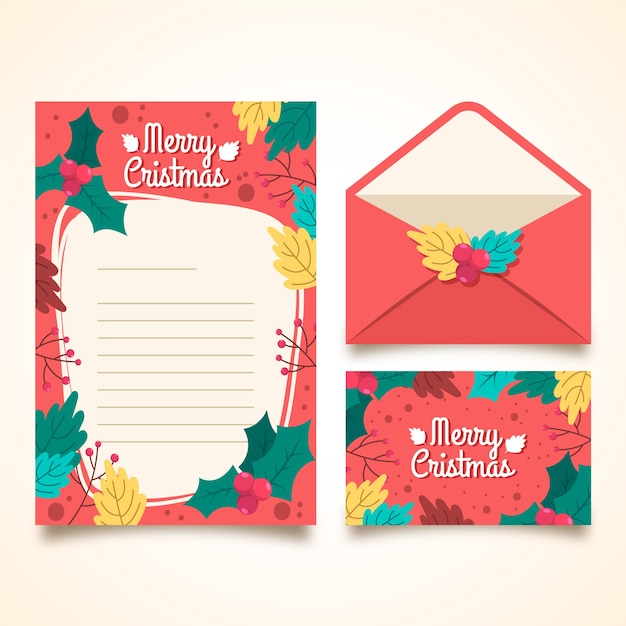 Hand drawn christmas stationery template