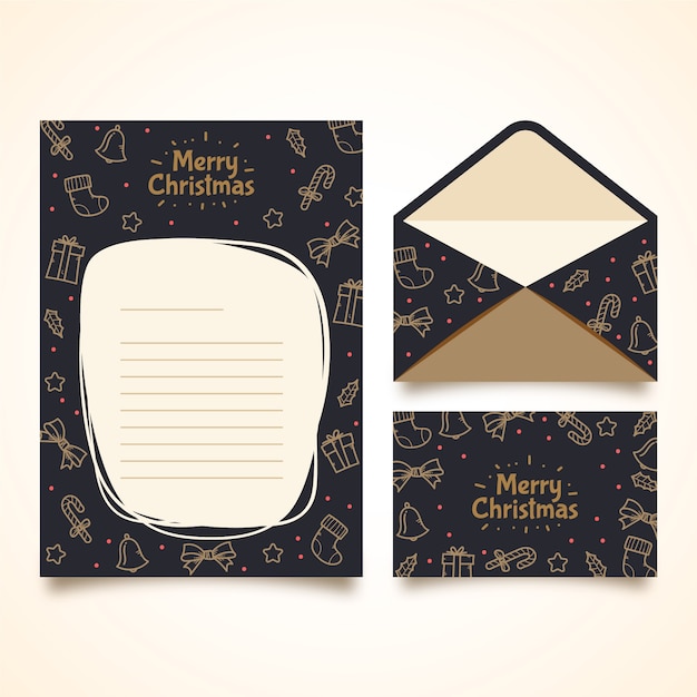 Hand drawn christmas stationery template