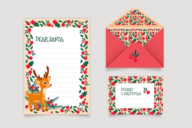 Hand drawn christmas stationery template