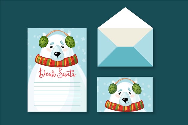 Hand drawn christmas stationery template