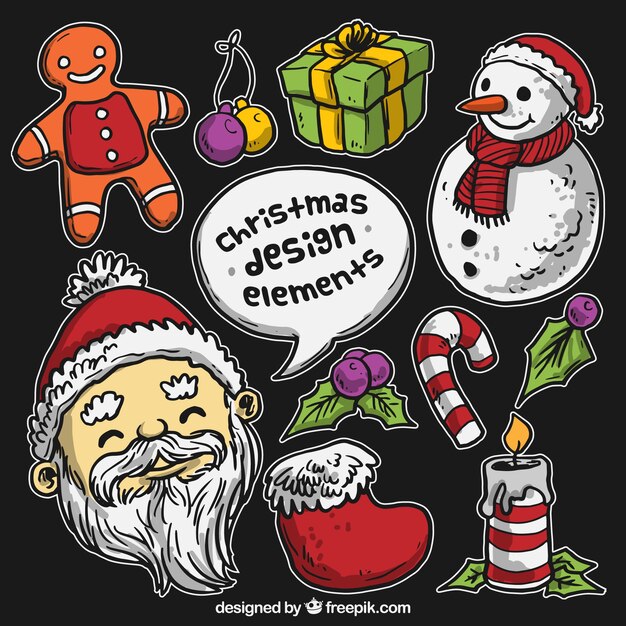 Hand drawn christmas stickers