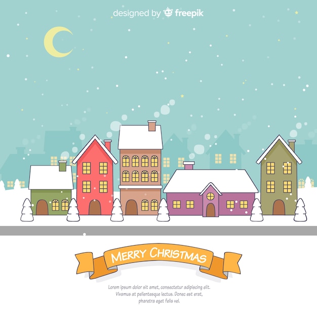 Free vector hand drawn christmas town background