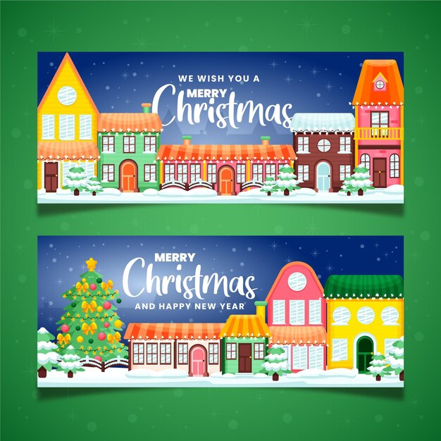 Set di banner città natale disegnati a mano