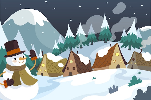 Free vector hand drawn christmas town