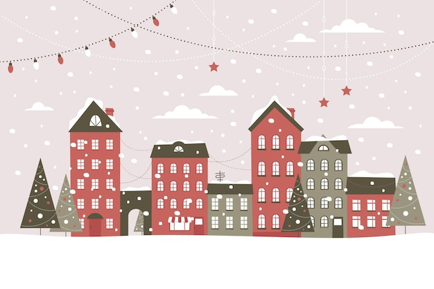 Free vector hand drawn christmas town