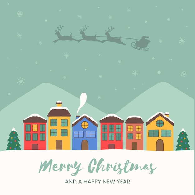 Free vector hand drawn christmas town