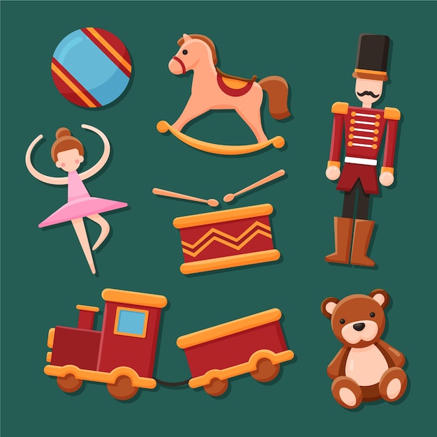 Free vector hand drawn christmas toy collection