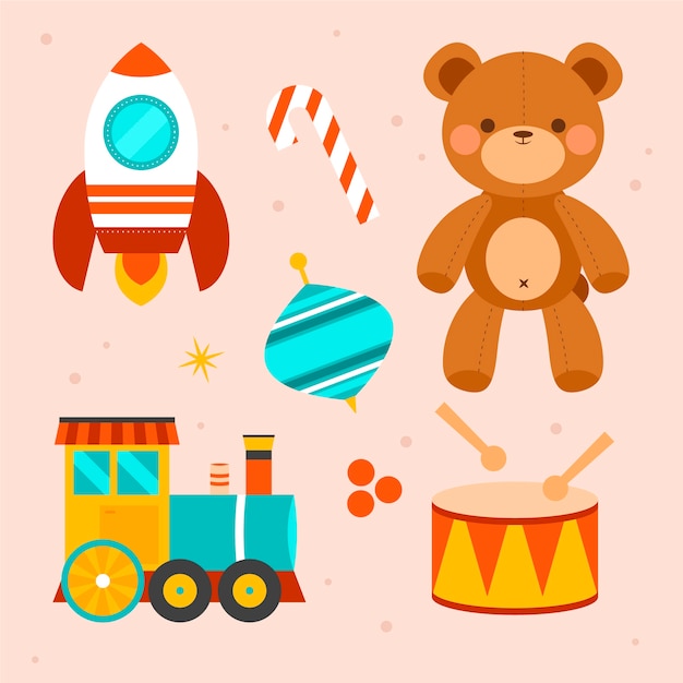 Free vector hand drawn christmas toy collection