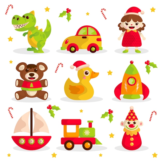 Free vector hand drawn christmas toy collection