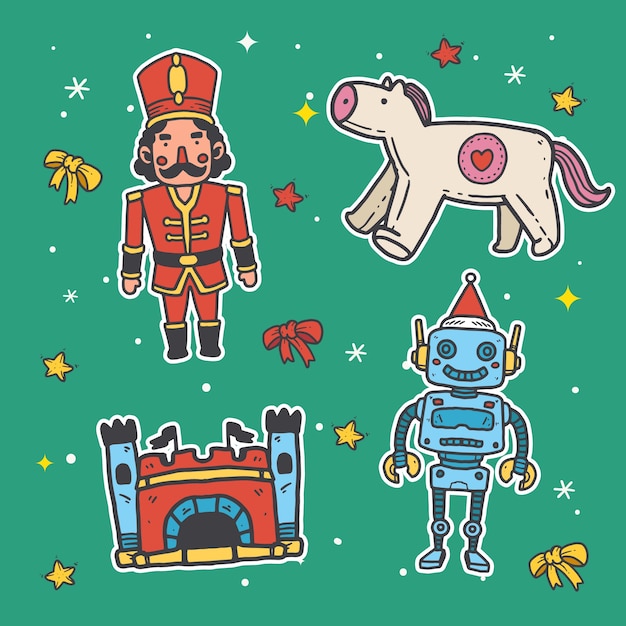 Free vector hand drawn christmas toy collection