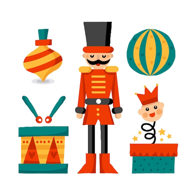 Бесплатное векторное изображение Коллекция рисованной рождественских игрушек
