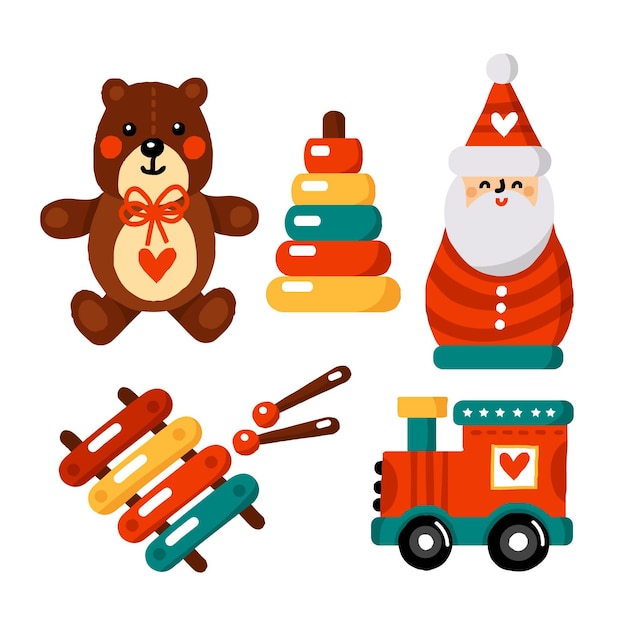 Free vector hand drawn christmas toy collection