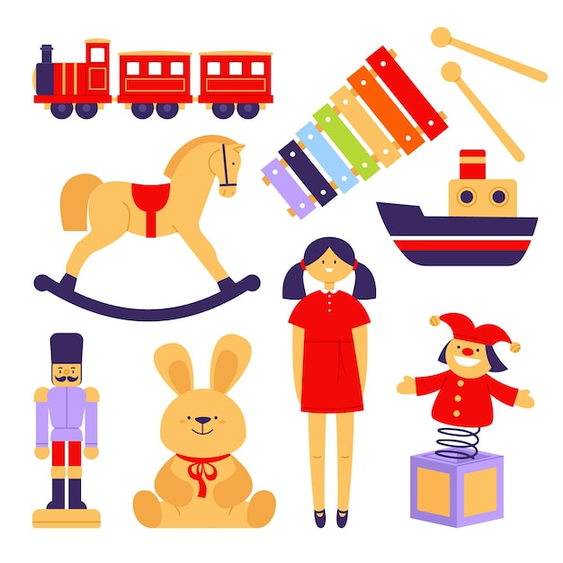 Free vector hand drawn christmas toy collection