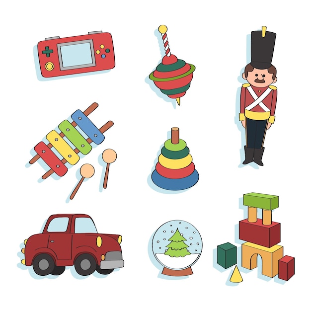 Free vector hand drawn christmas toy collection