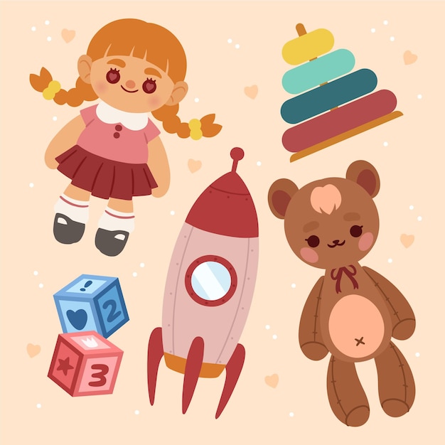 Free vector hand drawn christmas toy collection