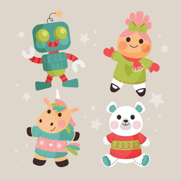 Free vector hand drawn christmas toy collection