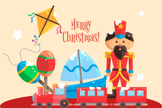 Free vector hand-drawn christmas toys background