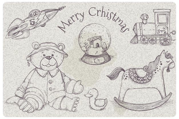 手描きのクリスマスのおもちゃの背景