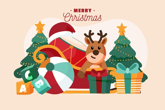 Hand drawn christmas toys background