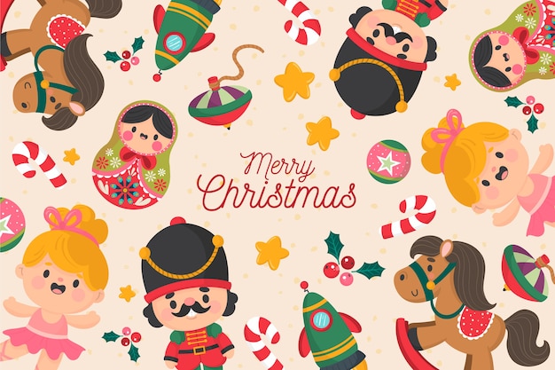 Free vector hand drawn christmas toys background