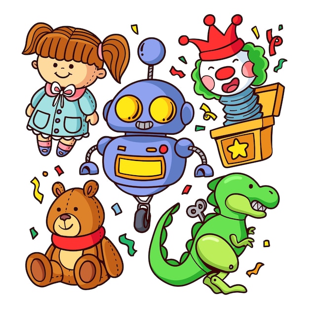 Free vector hand drawn christmas toys collection