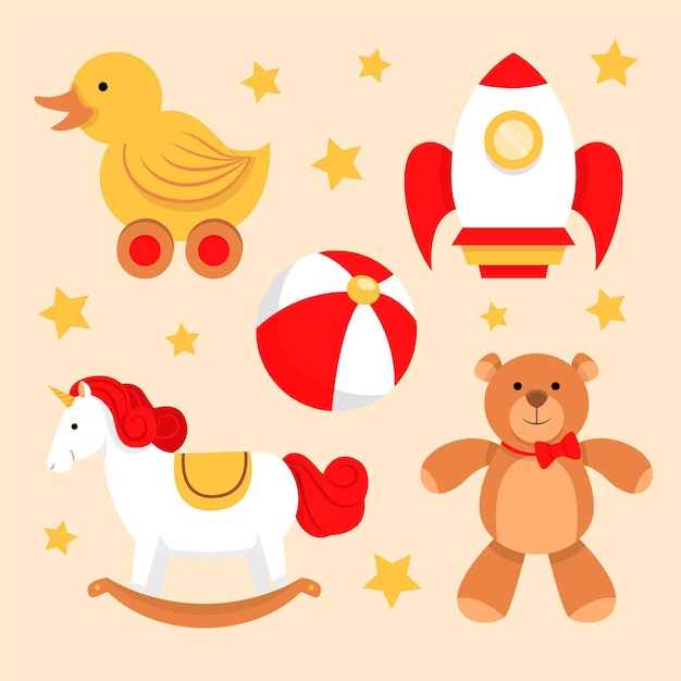 Free vector hand drawn christmas toys collection