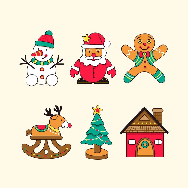 Hand drawn christmas toys collection