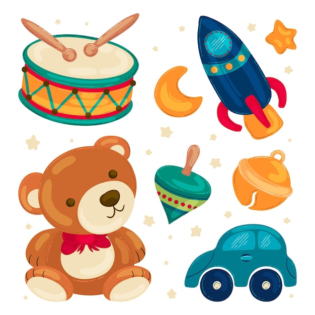 Free vector hand drawn christmas toys collection