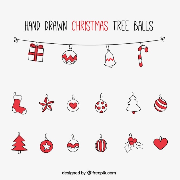 手描きクリスマスツリーのボール