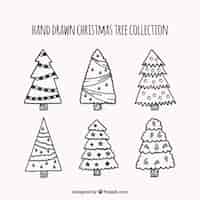 Free vector hand drawn christmas tree collection