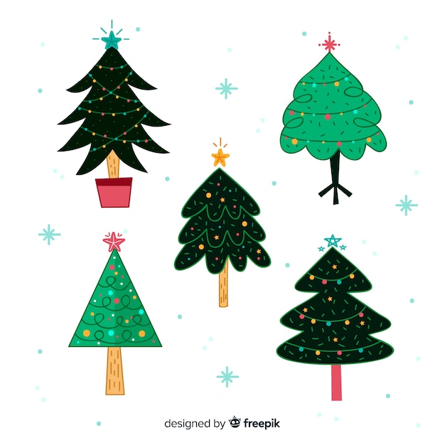 Hand drawn christmas tree collection