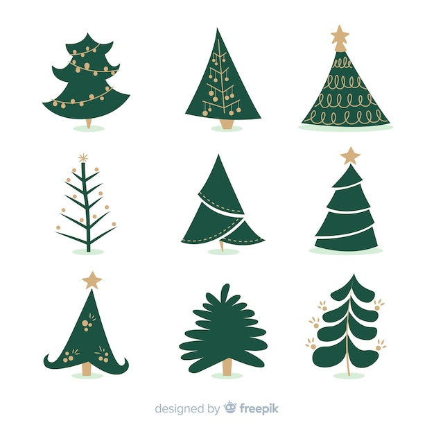 Free vector hand drawn christmas tree collection