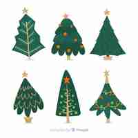 Free vector hand drawn christmas tree collection