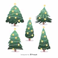 Vettore gratuito collezione di alberi di natale disegnati a mano