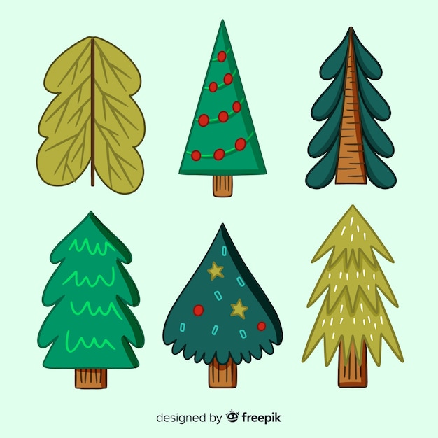 Hand drawn christmas tree collection