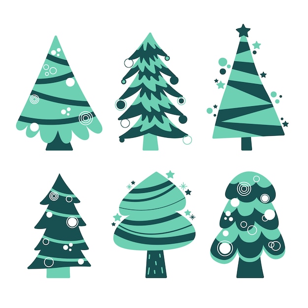 Hand drawn christmas tree collection