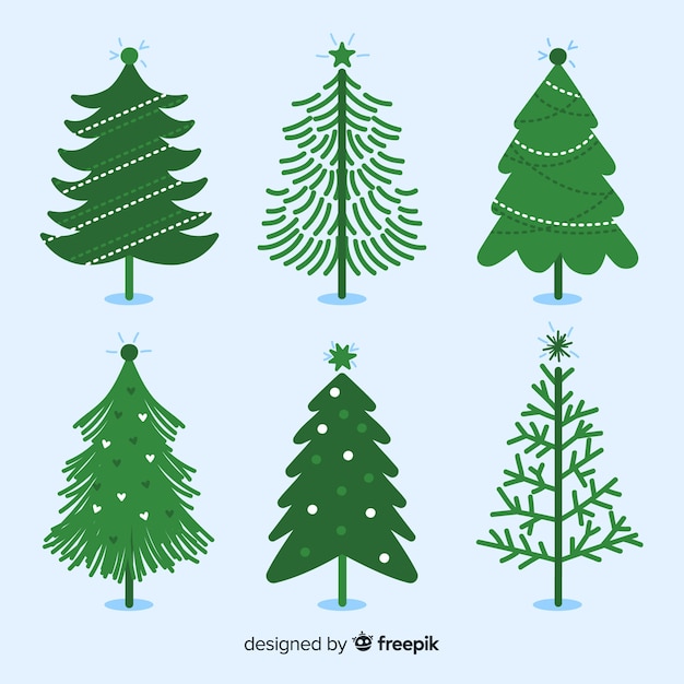 Hand drawn christmas tree collection