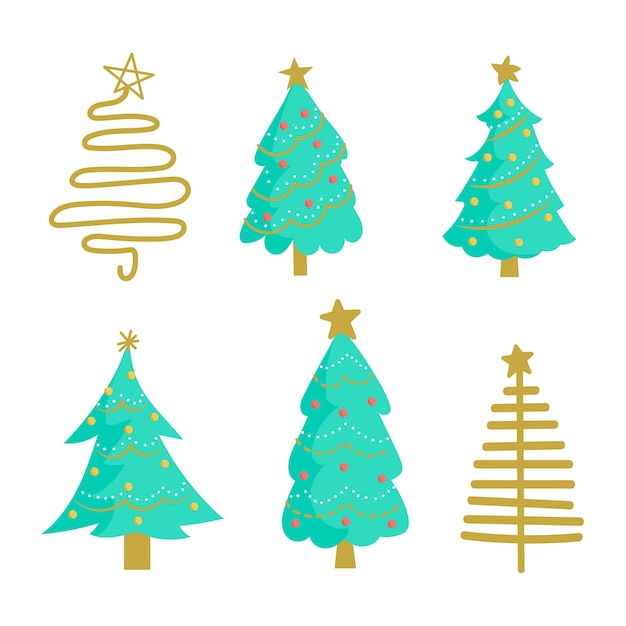 Hand drawn christmas tree collection