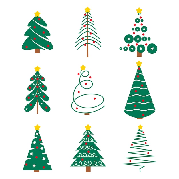 Free vector hand drawn christmas tree collection