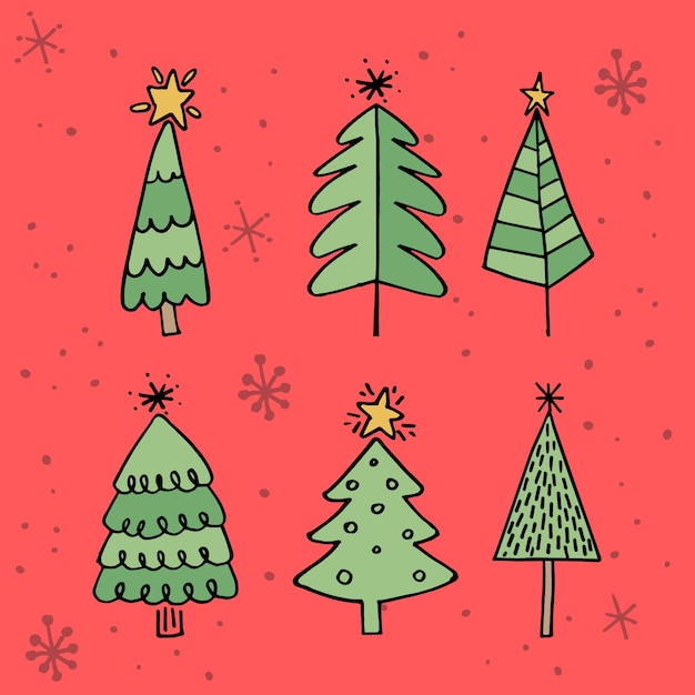 Free vector hand drawn christmas tree collection