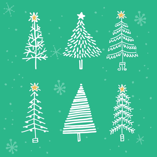 Free vector hand drawn christmas tree collection