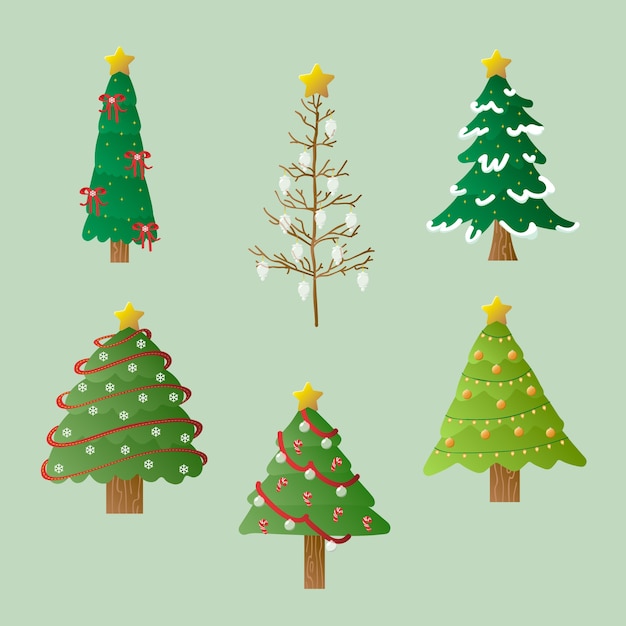 Collezione di alberi di natale disegnati a mano