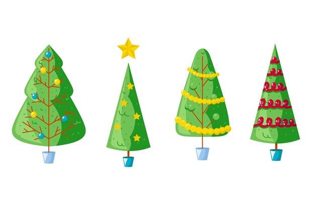 Hand drawn christmas tree collection