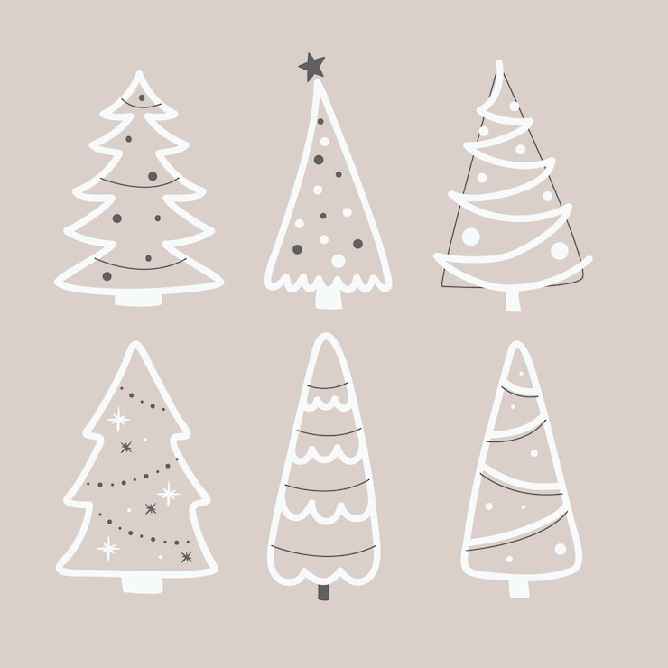 Free Vector hand drawn christmas tree collection