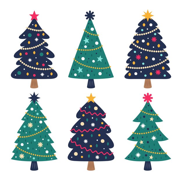 Hand drawn christmas tree collection