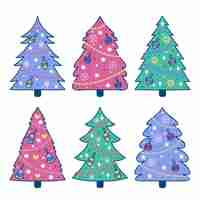 Free vector hand drawn christmas tree collection