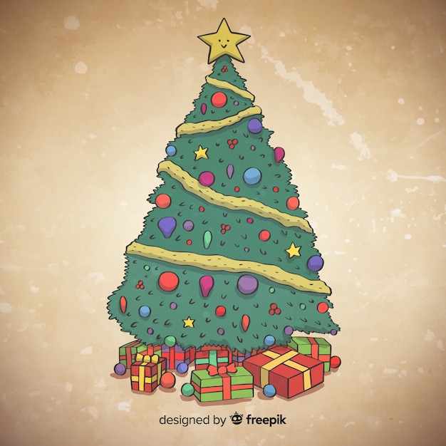 Free vector hand drawn christmas tree illustration