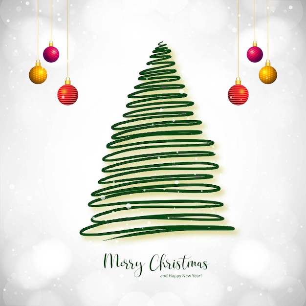 Free vector hand drawn christmas tree on white background